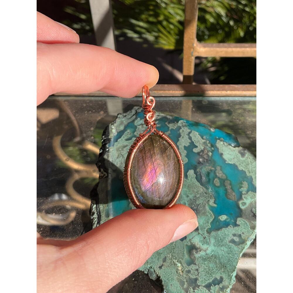 Artisan Purple Labradorite Pendant Copper
